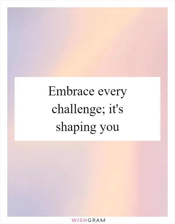 Embrace every challenge; it's shaping you
