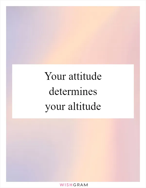 Your attitude determines your altitude