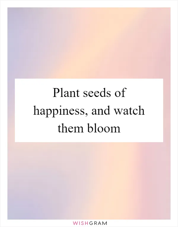 Plant seeds of happiness, and watch them bloom