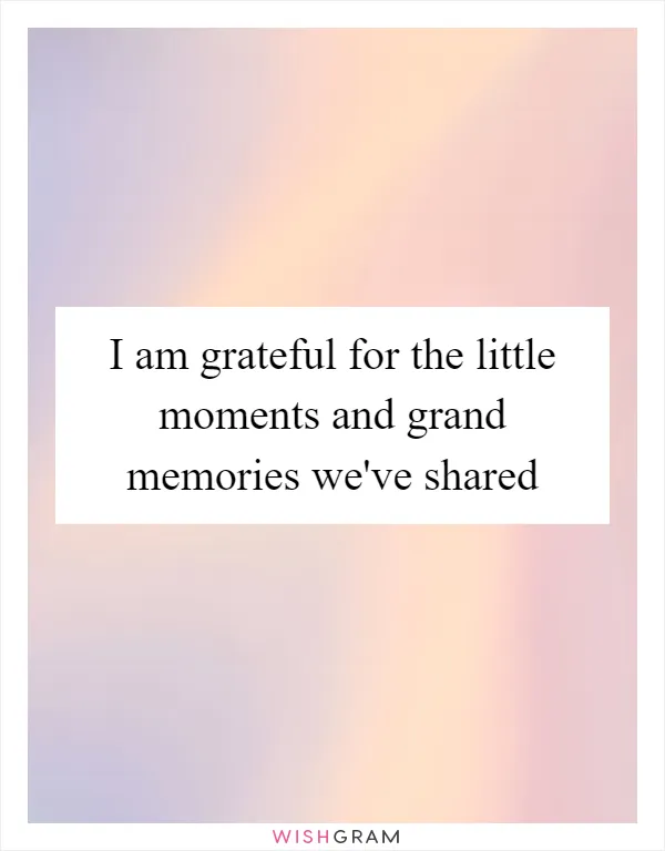 I am grateful for the little moments and grand memories we've shared