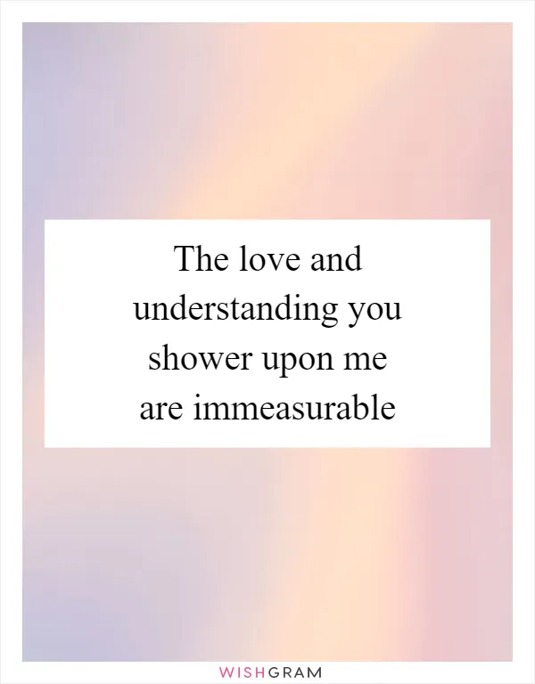 The love and understanding you shower upon me are immeasurable