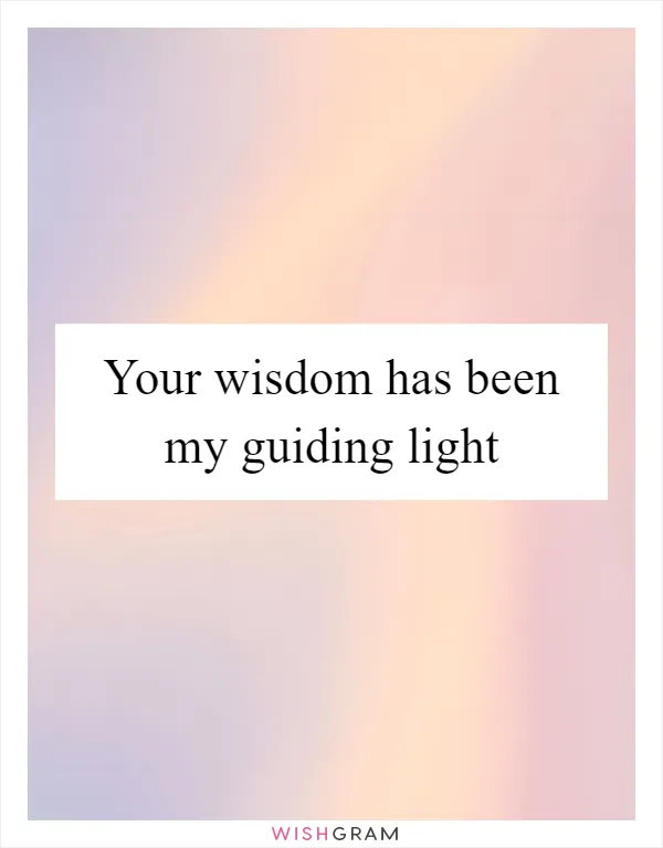 Your wisdom has been my guiding light