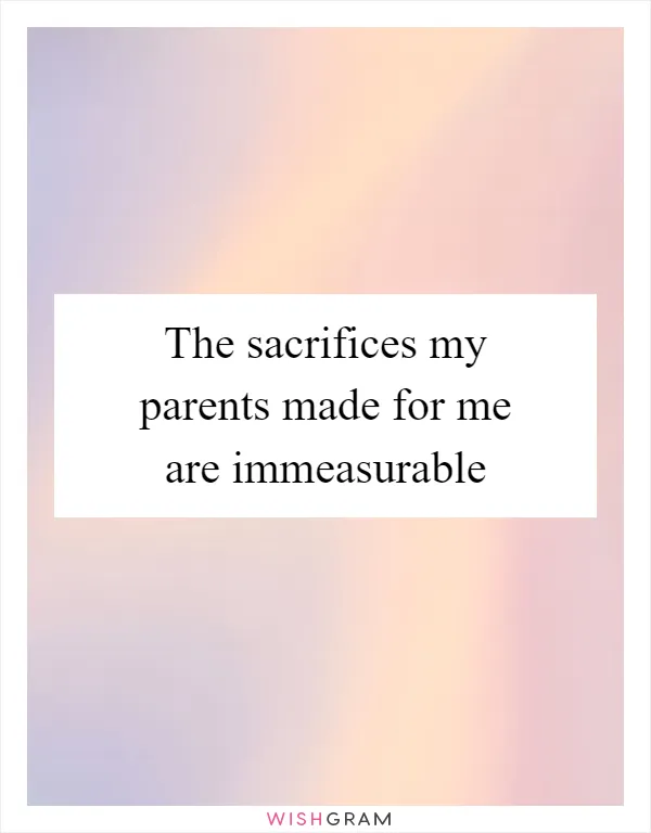 The sacrifices my parents made for me are immeasurable