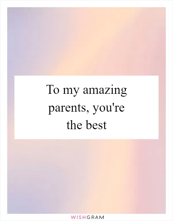 To my amazing parents, you're the best