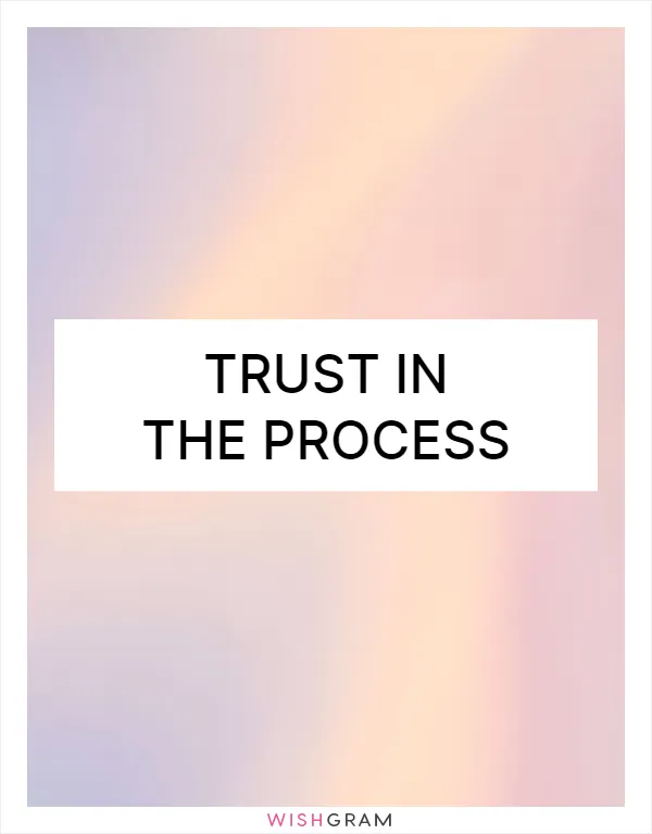 Trust in the process