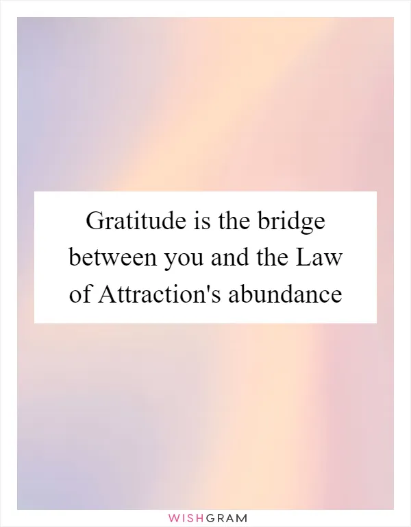 Gratitude is the bridge between you and the Law of Attraction's abundance