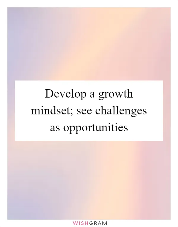 Develop a growth mindset; see challenges as opportunities