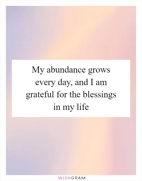 My abundance grows every day, and I am grateful for the blessings in my life