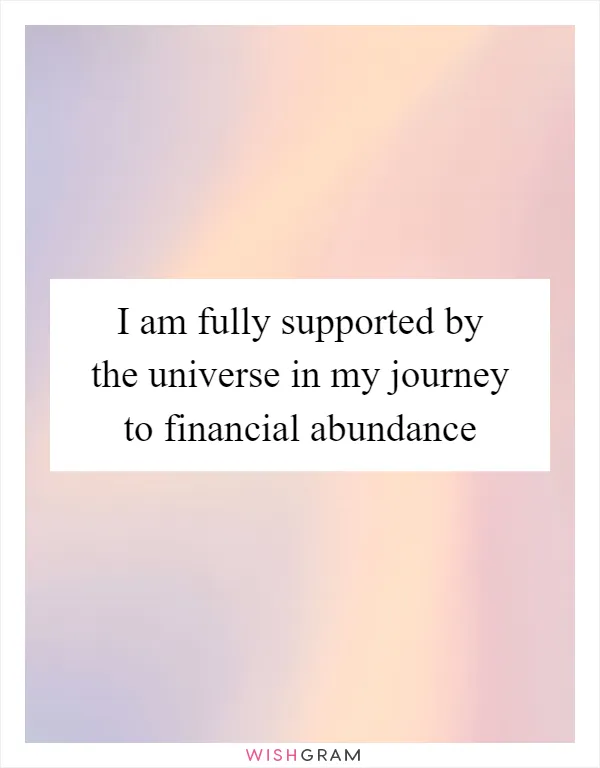I am fully supported by the universe in my journey to financial abundance