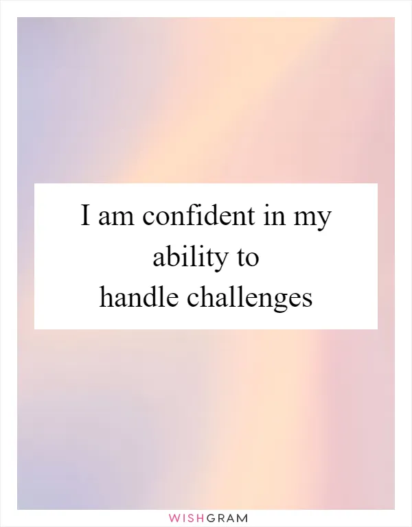 I am confident in my ability to handle challenges