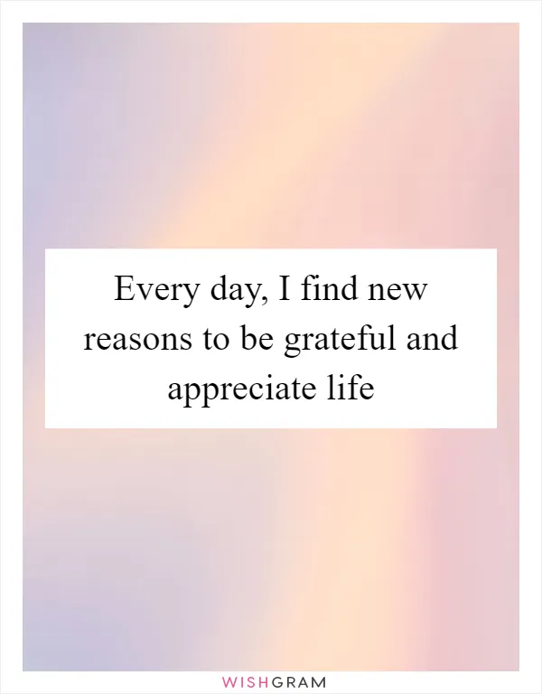 Every day, I find new reasons to be grateful and appreciate life