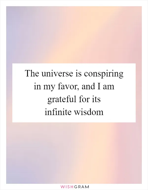 The universe is conspiring in my favor, and I am grateful for its infinite wisdom