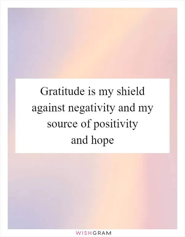 Gratitude is my shield against negativity and my source of positivity and hope