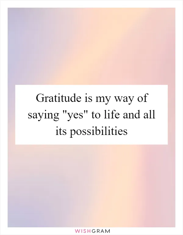 Gratitude is my way of saying "yes" to life and all its possibilities