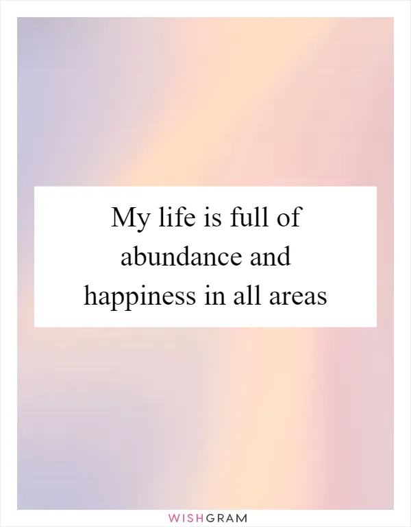 My life is full of abundance and happiness in all areas