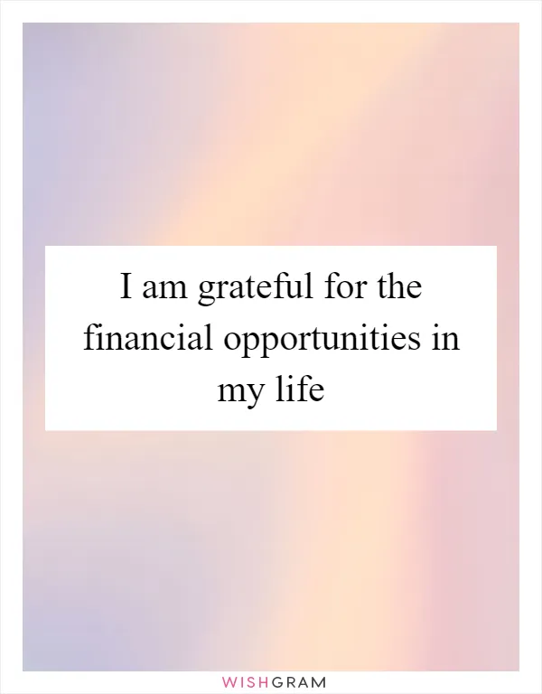 I am grateful for the financial opportunities in my life