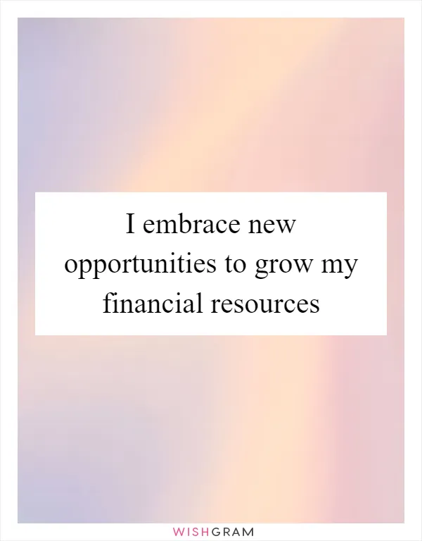 I embrace new opportunities to grow my financial resources