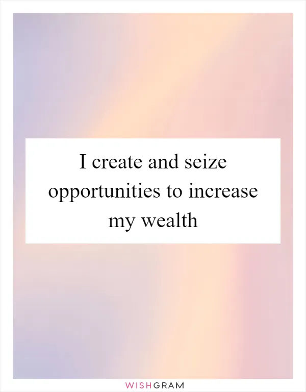 I create and seize opportunities to increase my wealth