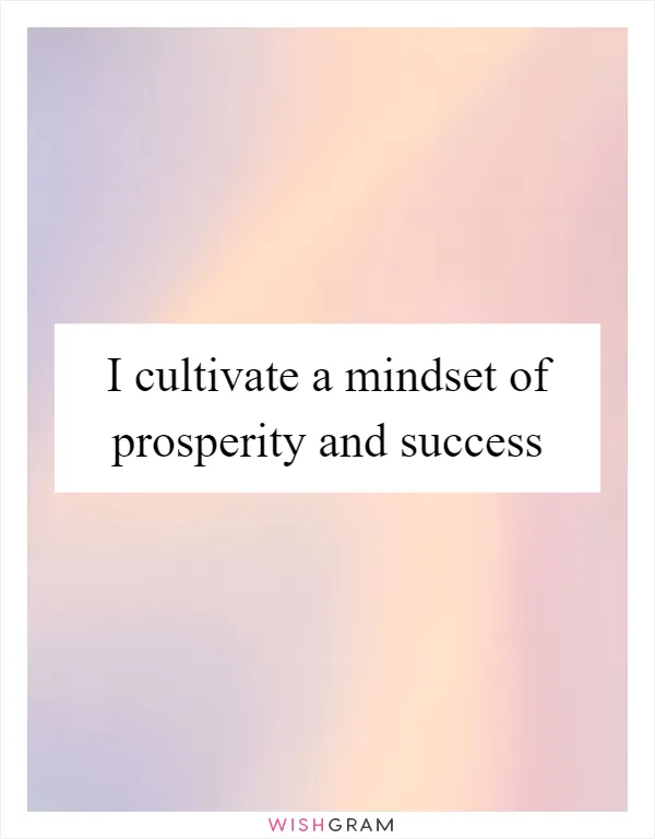 I cultivate a mindset of prosperity and success