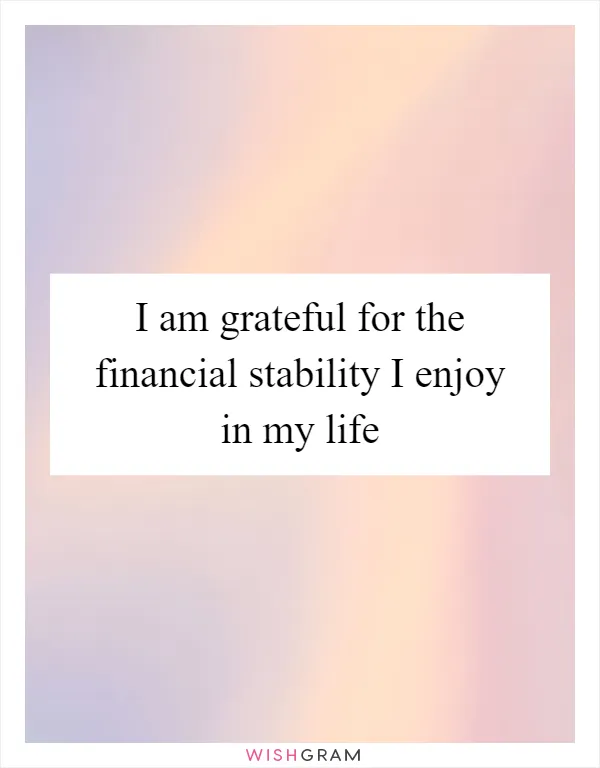 I am grateful for the financial stability I enjoy in my life