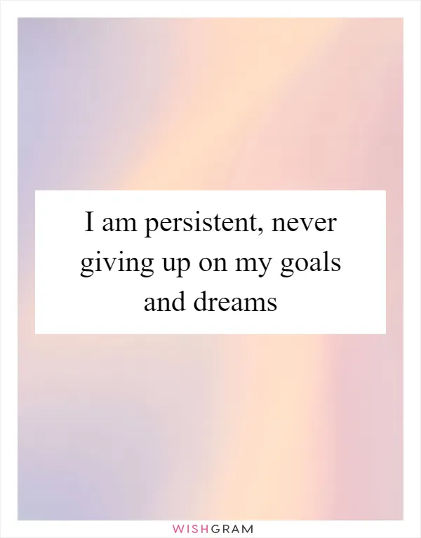 I am persistent, never giving up on my goals and dreams