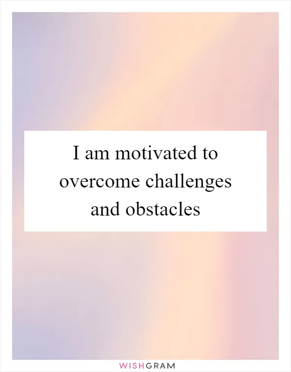 I am motivated to overcome challenges and obstacles