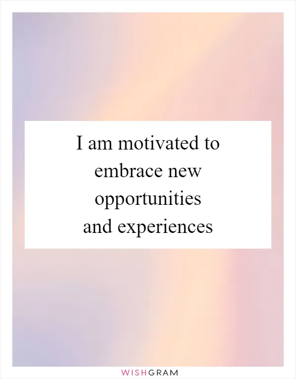 I am motivated to embrace new opportunities and experiences