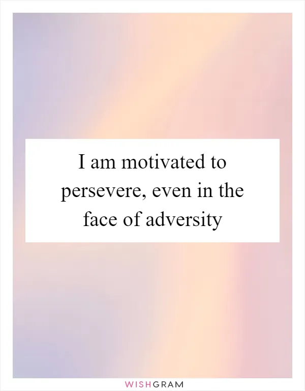 I am motivated to persevere, even in the face of adversity
