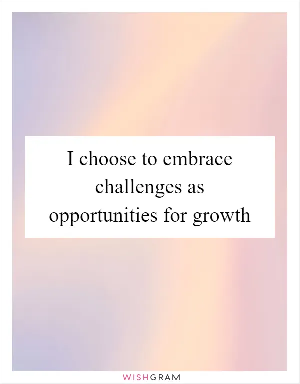 I choose to embrace challenges as opportunities for growth