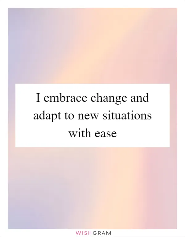 I embrace change and adapt to new situations with ease