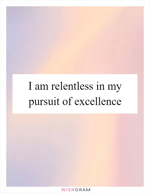I am relentless in my pursuit of excellence