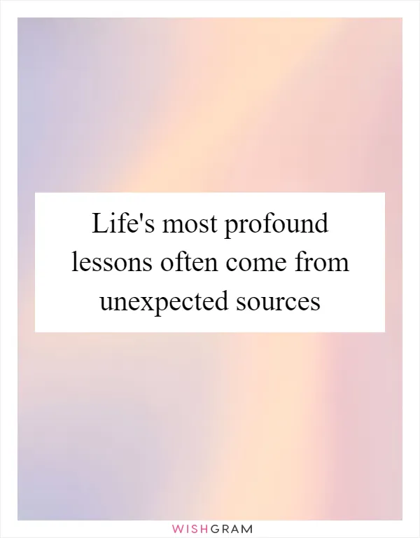 Life's most profound lessons often come from unexpected sources