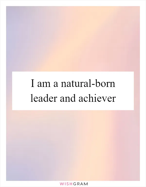 I am a natural-born leader and achiever