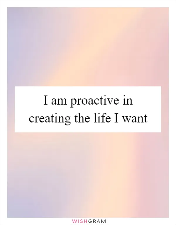 I am proactive in creating the life I want