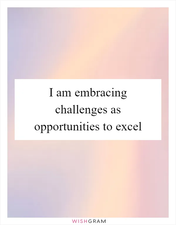I am embracing challenges as opportunities to excel
