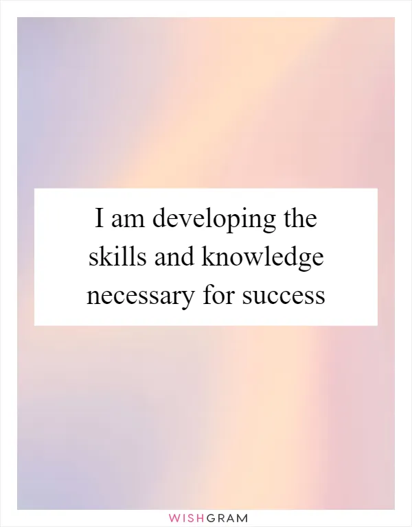 I am developing the skills and knowledge necessary for success
