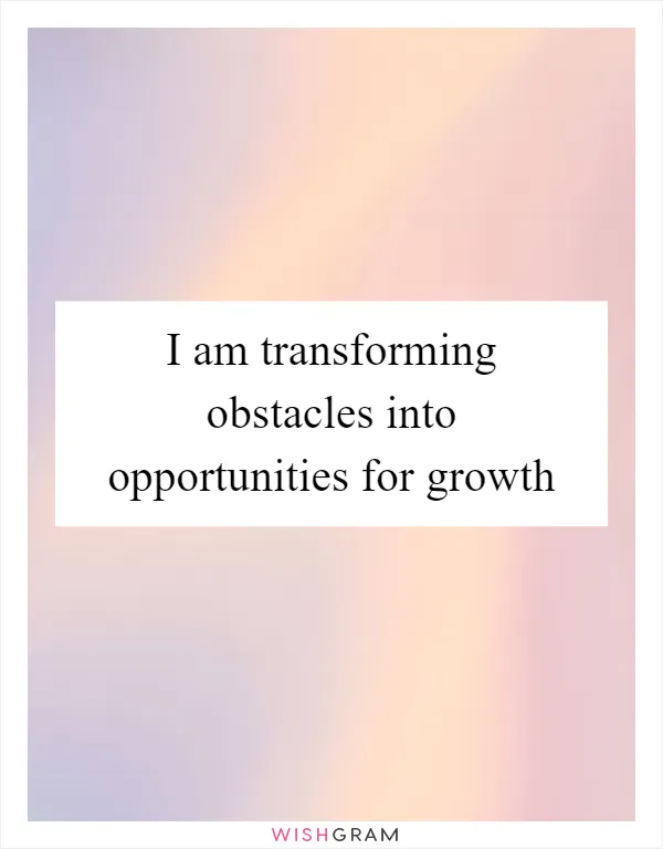 I am transforming obstacles into opportunities for growth