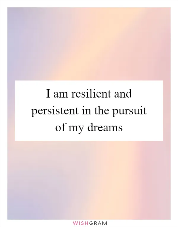 I am resilient and persistent in the pursuit of my dreams