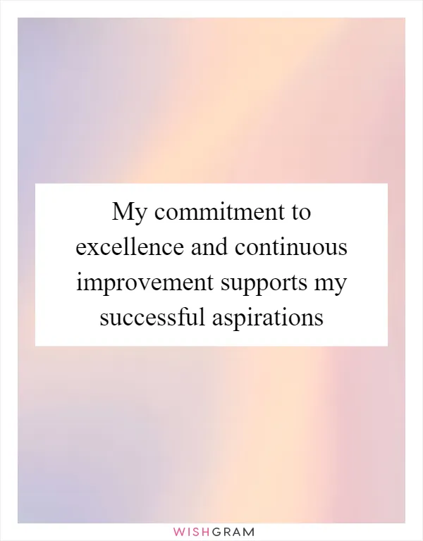 My commitment to excellence and continuous improvement supports my successful aspirations