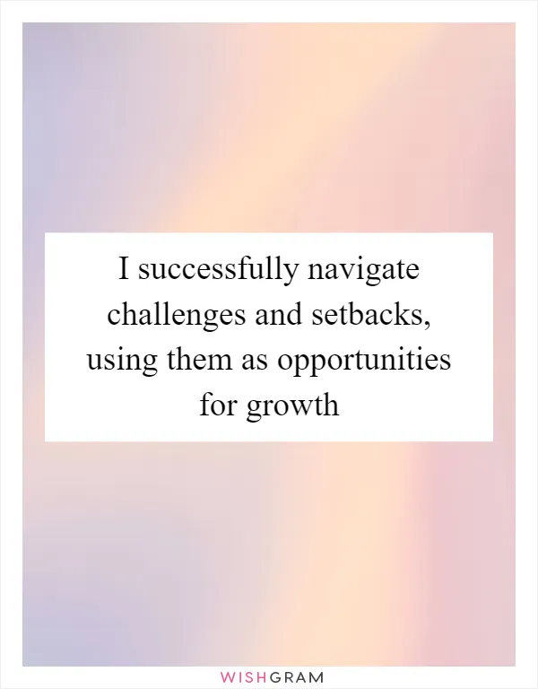 I successfully navigate challenges and setbacks, using them as opportunities for growth