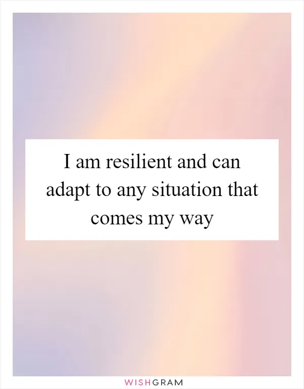 I am resilient and can adapt to any situation that comes my way