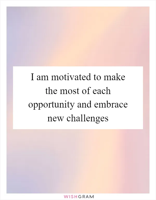 I am motivated to make the most of each opportunity and embrace new challenges