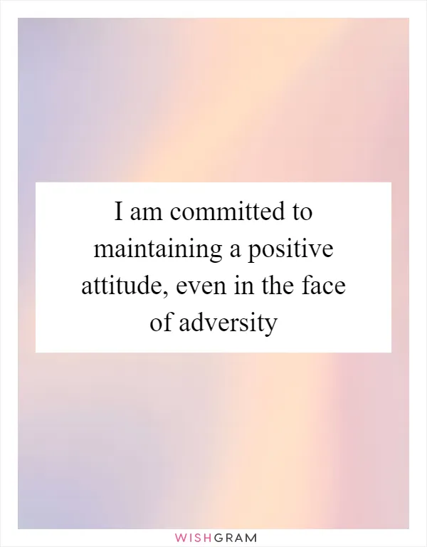 I am committed to maintaining a positive attitude, even in the face of adversity