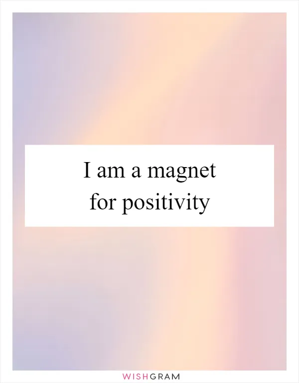 I am a magnet for positivity