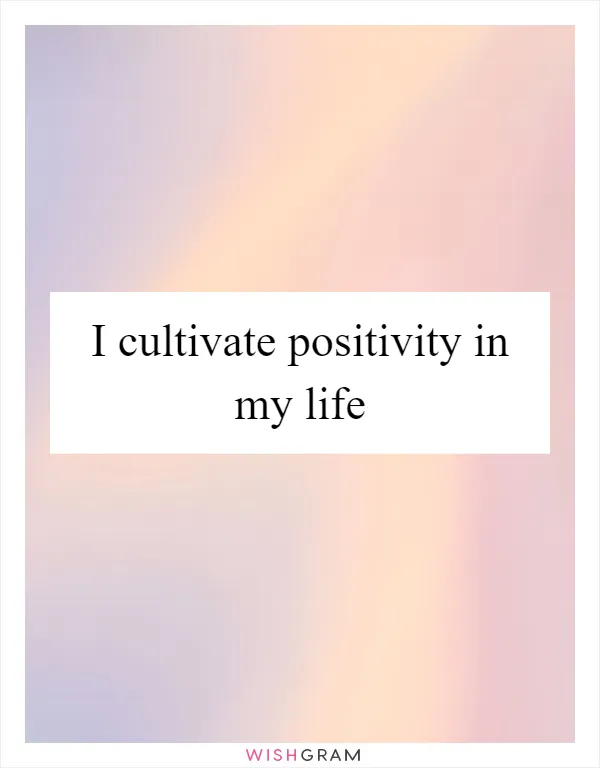 I cultivate positivity in my life