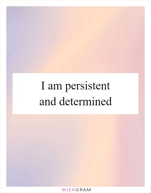 I am persistent and determined