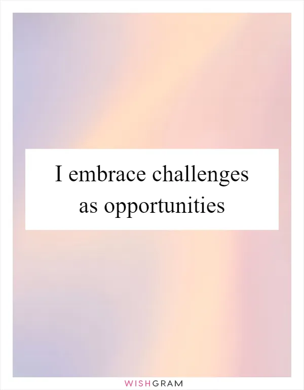 I embrace challenges as opportunities