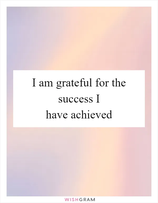 I am grateful for the success I have achieved