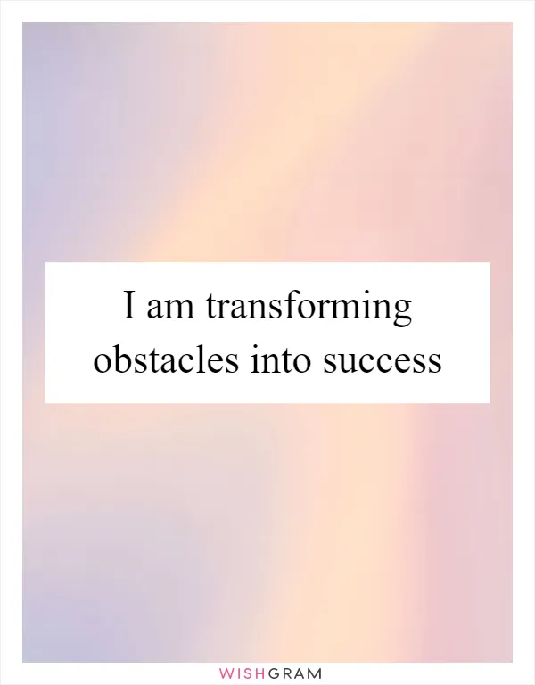 I am transforming obstacles into success