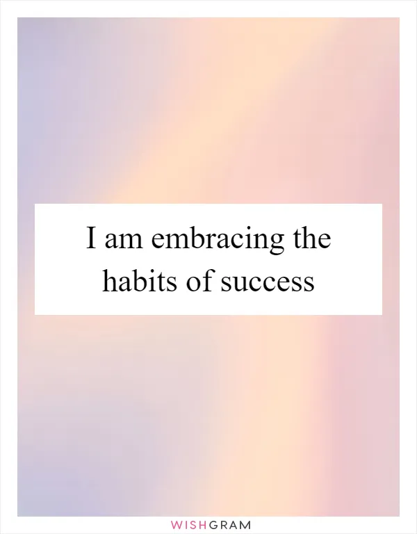 I am embracing the habits of success